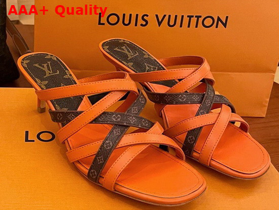 Louis Vuitton Revival Mule Orange Calf Leather and Nano Monogram Canvas 1A8GMU Replica