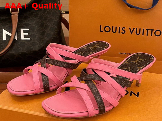 Louis Vuitton Revival Mule Rose Pop Calf Leather and Nano Monogram Canvas 1A8GN9 Replica