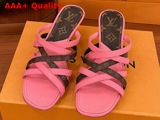 Louis Vuitton Revival Mule Rose Pop Calf Leather and Nano Monogram Canvas 1A8GN9 Replica