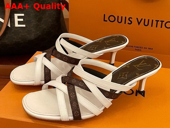 Louis Vuitton Revival Mule White Calf Leather and Nano Monogram Canvas Replica