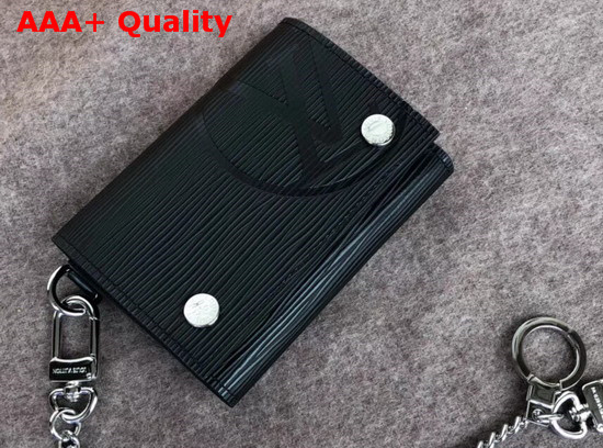 Louis Vuitton Rivets Chain Wallet Epi Black M63518 Replica