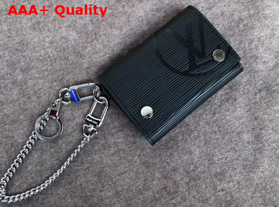 Louis Vuitton Rivets Chain Wallet Epi Black M63518 Replica