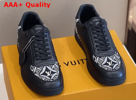 Louis Vuitton Rivoli Sneaker Black Calf Leather and Jacquard Textile Replica