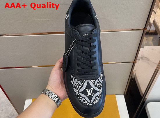 Louis Vuitton Rivoli Sneaker Black Calf Leather and Jacquard Textile Replica