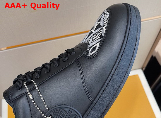 Louis Vuitton Rivoli Sneaker Black Calf Leather and Jacquard Textile Replica