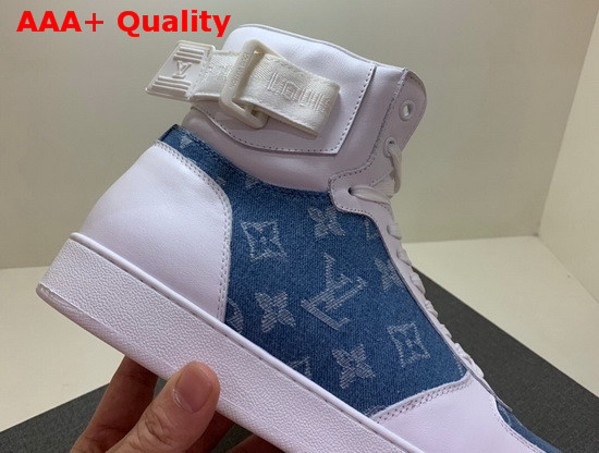 Louis Vuitton Rivoli Sneaker Boot Monogram Denim Louis Vuitton Signature on the Velcro Strap Replica