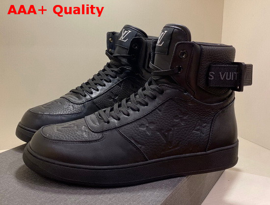 Louis Vuitton Rivoli Sneaker Boot in Black Monogram Embossed Grained Calf Leather 1A5US5 Replica