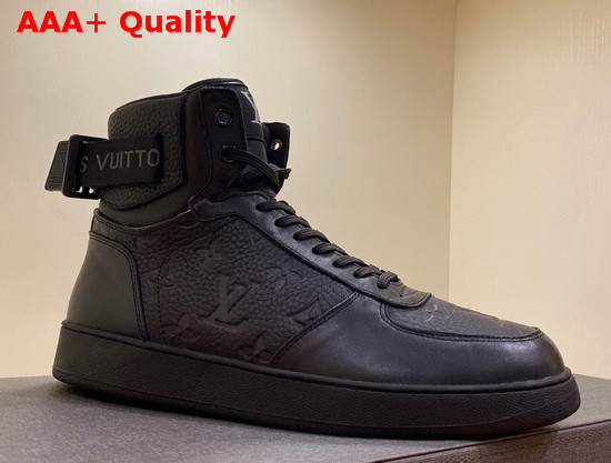 Louis Vuitton Rivoli Sneaker Boot in Black Monogram Embossed Grained Calf Leather 1A5US5 Replica