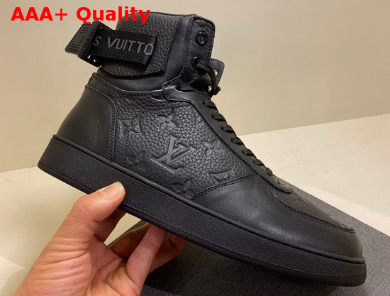 Louis Vuitton Rivoli Sneaker Boot in Black Monogram Embossed Grained Calf Leather 1A5US5 Replica