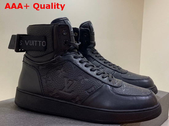 Louis Vuitton Rivoli Sneaker Boot in Black Monogram Embossed Grained Calf Leather 1A5US5 Replica