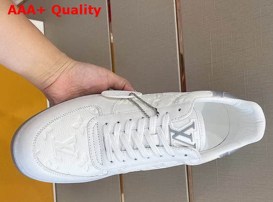 Louis Vuitton Rivoli Sneaker White Monogram Embossed Grained Calf Leather and Metallic Calf Leather Replica