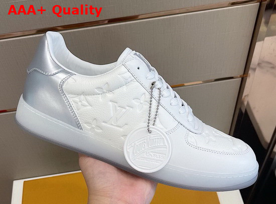 Louis Vuitton Rivoli Sneaker White Monogram Embossed Grained Calf Leather and Metallic Calf Leather Replica