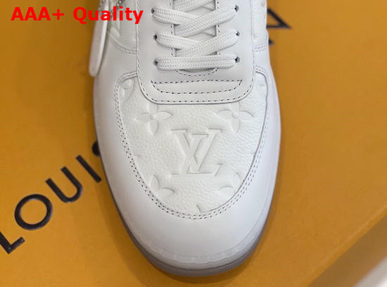 Louis Vuitton Rivoli Sneaker White Monogram Embossed Grained Calf Leather and Metallic Calf Leather Replica