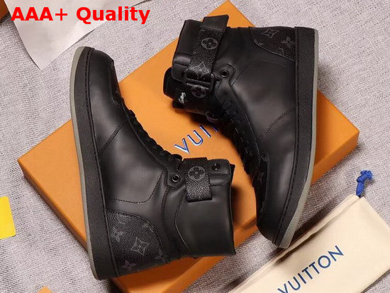 Louis Vuitton Rivoli Trainer Boot in Black Plain Calf Leather and Monogram Canvas Replica