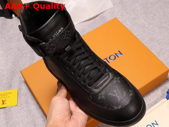 Louis Vuitton Rivoli Trainer Boot in Black Plain Calf Leather and Monogram Canvas Replica