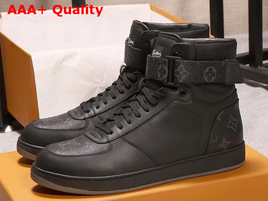 Louis Vuitton Rivoli Trainer Boot in Black Plain Calf Leather and Monogram Canvas Replica