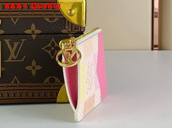 Louis Vuitton Romy Card Holder in Peach Pink Damier Coated Canvas Replica