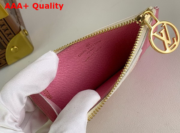 Louis Vuitton Romy Card Holder in Peach Pink Damier Coated Canvas Replica