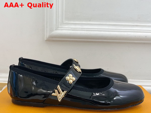 Louis Vuitton Romy Flat Ballerina in Black Patent Calf Leather Embellished with Jewel Like Studs 1ACYD9 Replica