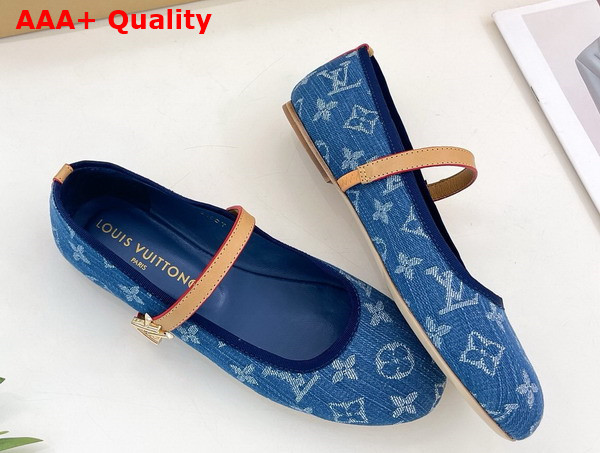 Louis Vuitton Romy Flat Ballerina in Denim Blue Monogram Denim Replica