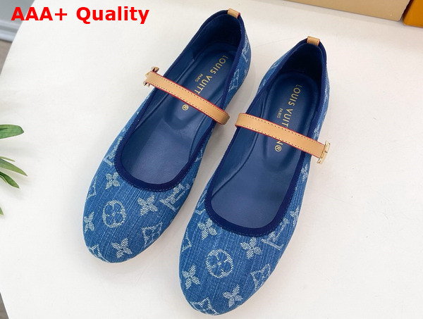 Louis Vuitton Romy Flat Ballerina in Denim Blue Monogram Denim Replica