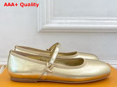 Louis Vuitton Romy Flat Ballerina in Gold Metallic Lambskin 1ACULI Replica