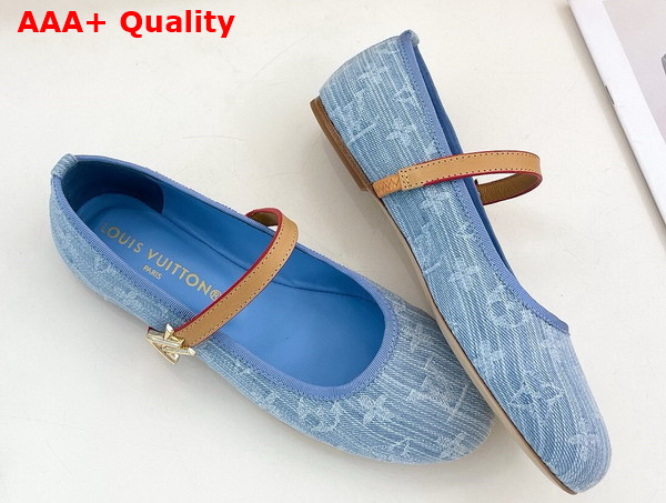 Louis Vuitton Romy Flat Ballerina in Light Blue Monogram Denim 1ACZA6 Replica