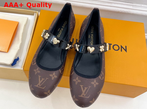 Louis Vuitton Romy Flat Ballerina in Monogram Canvas Embellished with Jewel Like Studs Replica