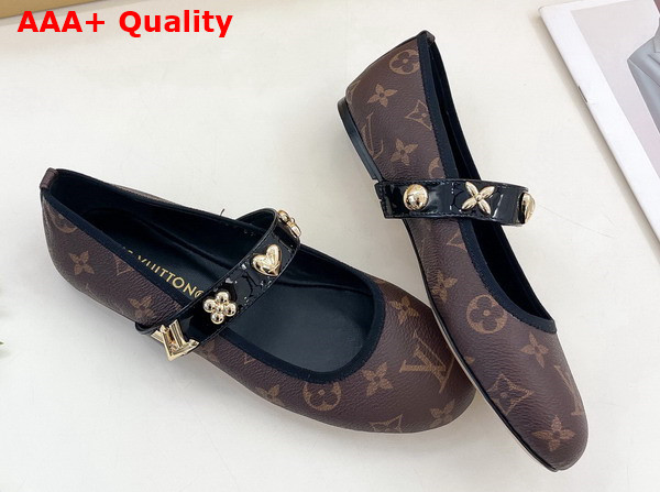 Louis Vuitton Romy Flat Ballerina in Monogram Canvas Embellished with Jewel Like Studs Replica