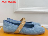 Louis Vuitton Romy Flat Ballerina in Monogram Denim Embellished with Jewel Like Studs Replica