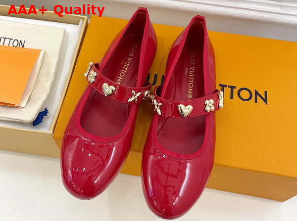 Louis Vuitton Romy Flat Ballerina in Red Patent Calf Leather Replica