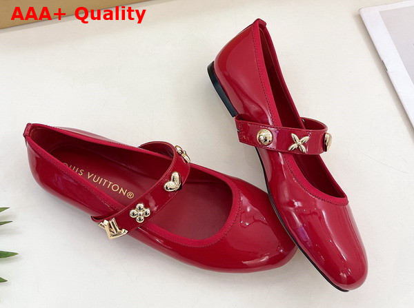 Louis Vuitton Romy Flat Ballerina in Red Patent Calf Leather Replica