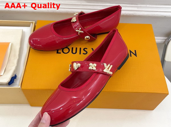 Louis Vuitton Romy Flat Ballerina in Red Patent Calf Leather Replica