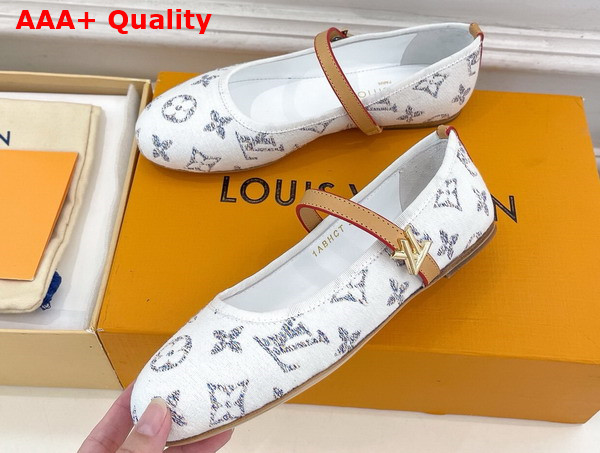 Louis Vuitton Romy Flat Ballerina in White Monogram Pattern Tweed 1ACSGU Replica