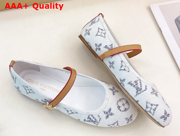 Louis Vuitton Romy Flat Ballerina in White Monogram Pattern Tweed 1ACSGU Replica