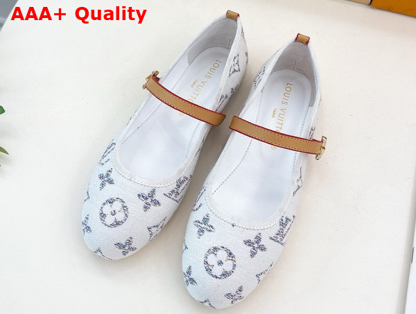 Louis Vuitton Romy Flat Ballerina in White Monogram Pattern Tweed 1ACSGU Replica