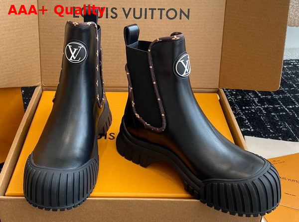 Louis Vuitton Ruby Flat Ankle Boot in Black Calf Leather Replica