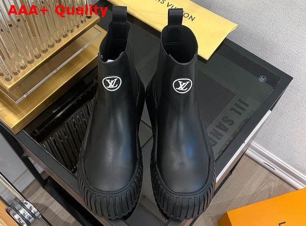 Louis Vuitton Ruby Flat Ankle Boot in Black Rubberized Calf Leather 1AAM0O Replica