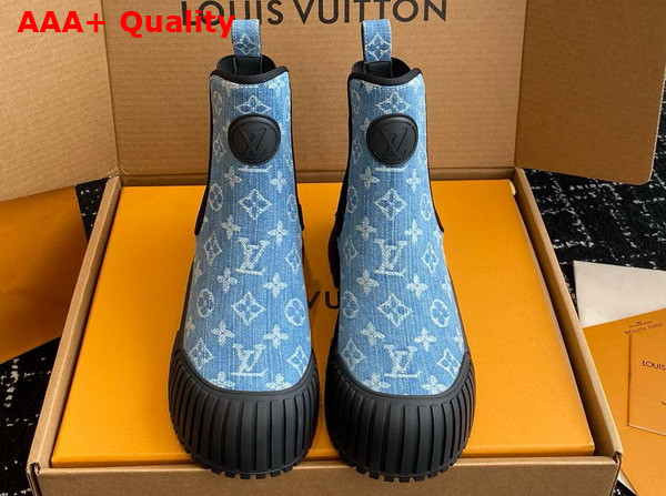 Louis Vuitton Ruby Flat Ankle Boot in Blue Monogram Denim Replica