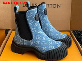 Louis Vuitton Ruby Flat Ankle Boot in Blue Monogram Denim Replica