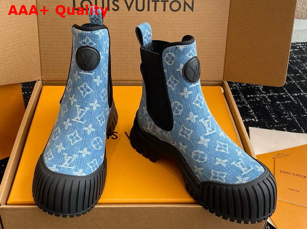 Louis Vuitton Ruby Flat Ankle Boot in Blue Monogram Denim Replica