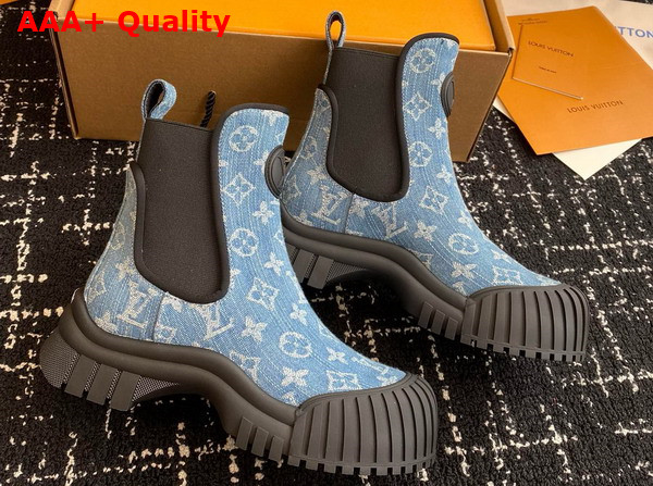 Louis Vuitton Ruby Flat Ankle Boot in Blue Monogram Denim Replica