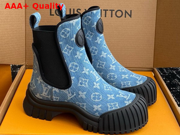 Louis Vuitton Ruby Flat Ankle Boot in Blue Monogram Denim Replica