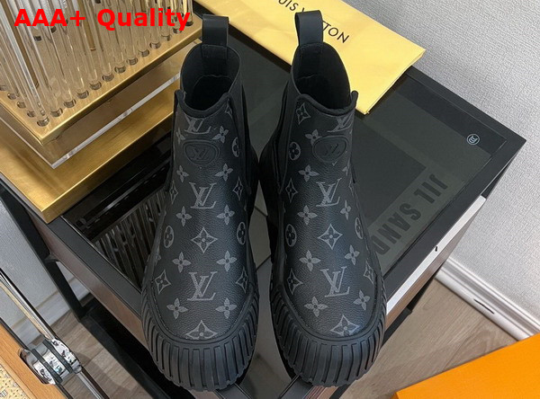 Louis Vuitton Ruby Flat Ankle Boot in Monogram Eclipse Canvas Replica