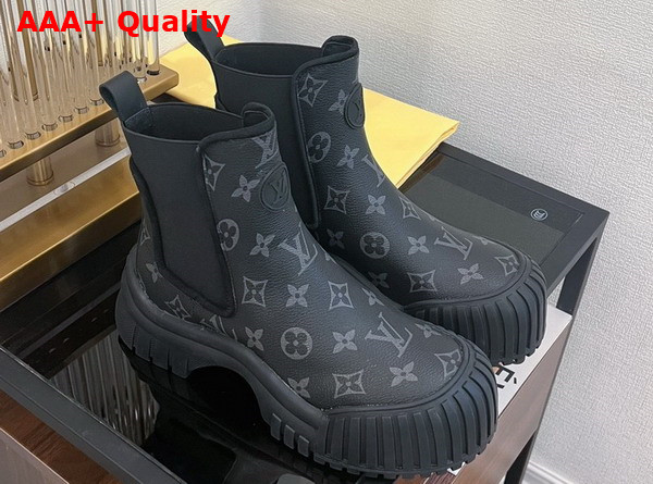 Louis Vuitton Ruby Flat Ankle Boot in Monogram Eclipse Canvas Replica