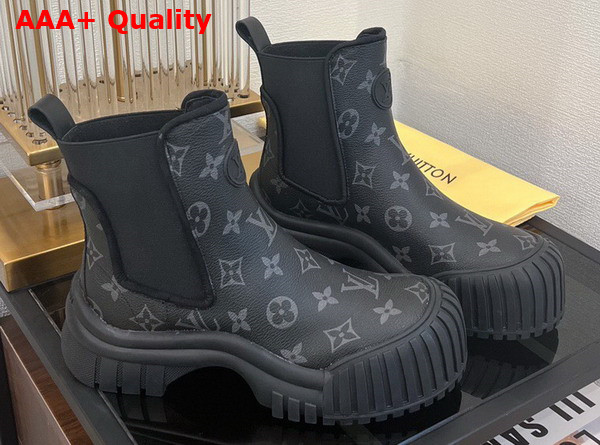 Louis Vuitton Ruby Flat Ankle Boot in Monogram Eclipse Canvas Replica