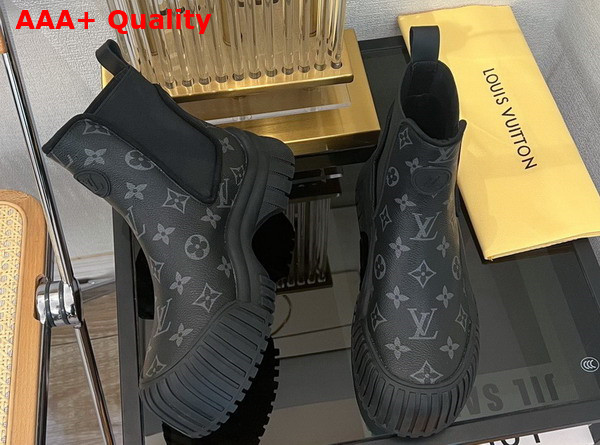 Louis Vuitton Ruby Flat Ankle Boot in Monogram Eclipse Canvas Replica