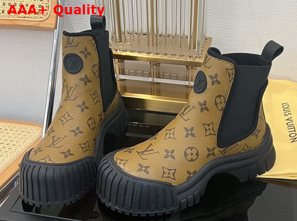 Louis Vuitton Ruby Flat Ankle Boot in Monogram Reverse Canvas Replica