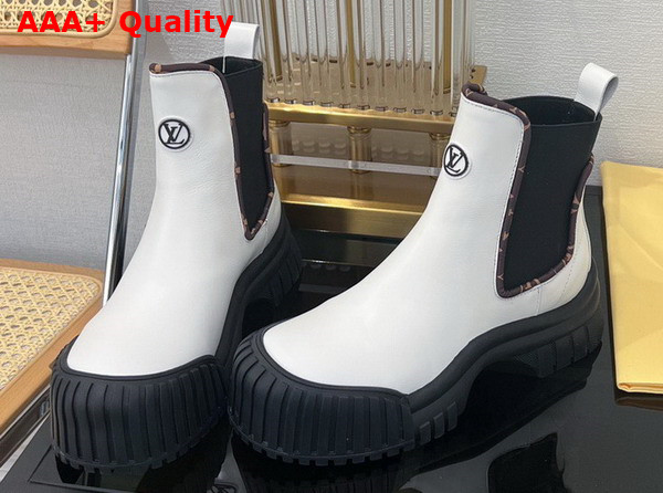 Louis Vuitton Ruby Flat Ankle Boot in White Calf Leather 1AB0G7 Replica