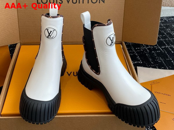 Louis Vuitton Ruby Flat Ankle Boot in White Calf Leather Replica